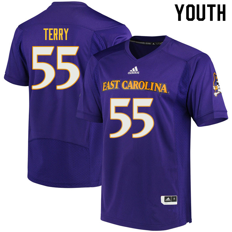 Youth #55 Dre Terry ECU Pirates College Football Jerseys Sale-Purple - Click Image to Close